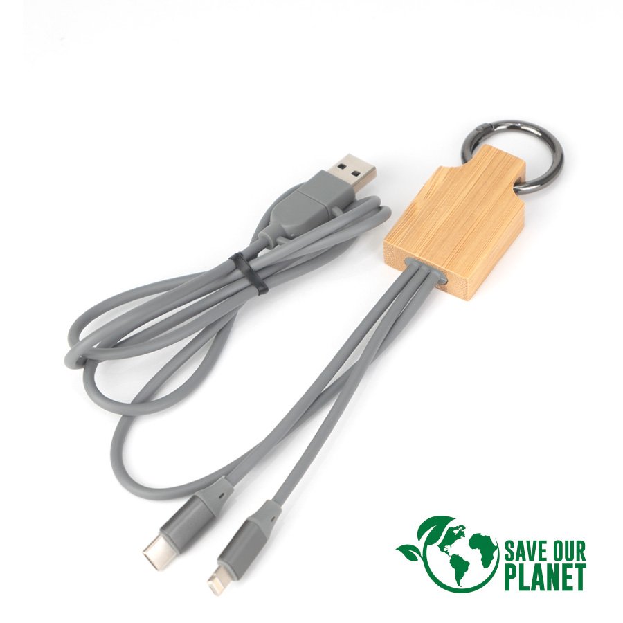 B85-Principal.jpg Connect Multicargador 4 en 1 de Bamboo con llavero. - Imagen 1