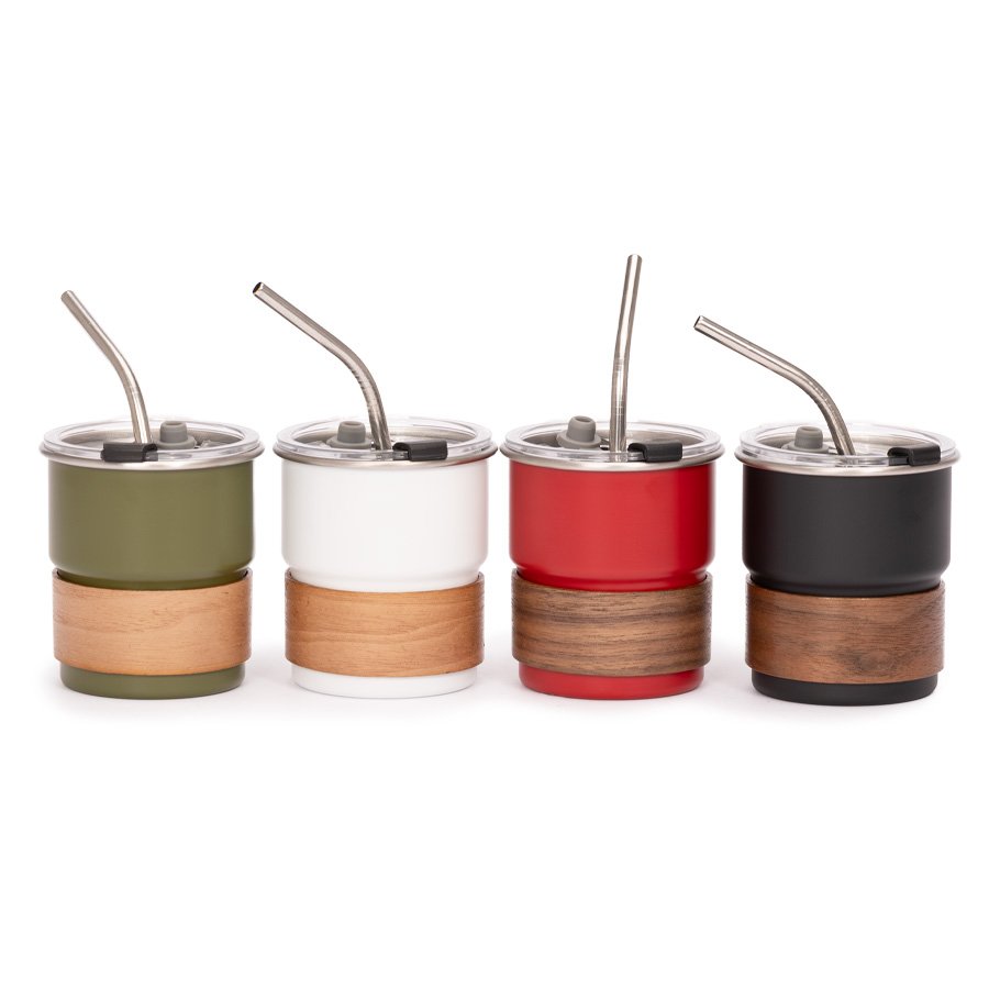 Capa-3-1 Vaso Térmico metálico "CAMP" 300cc. con Bombilla y Grip de Madera. - Imagen 1