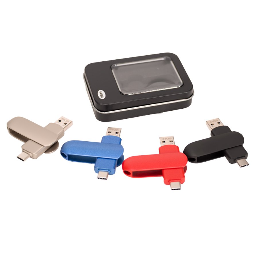u12-0000 Pendrive giro OTG USB 3.0 / Type C, 64GB - Imagen 1